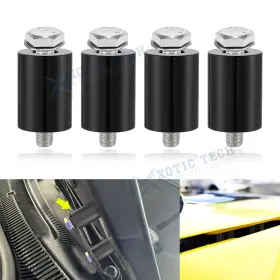 Th363bk Xotic Tech 4pcs Black Bulkhead Riser Kit Ventilation Spacer For Auto Engine Turbo Swap Hood