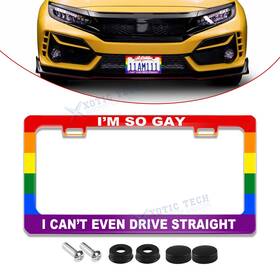 Xotic Tech #th401 Lgbt Steel 12.2 Inch X 6.3 Fashionable Front Back License Plate Cover For Us Ca Car