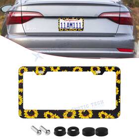 Xotic Tech #th403 Sunflower Metal Car Front Bumper License Plate Covers Protector Kit Anti-scratch