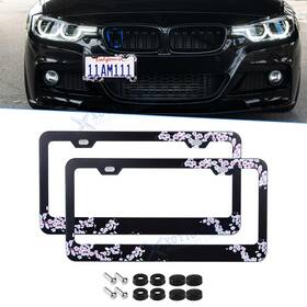Xotic Tech #th405 2 2packs Sakura License Plate Bracket Holder With Screws Caps For Us Ca Standard Car
