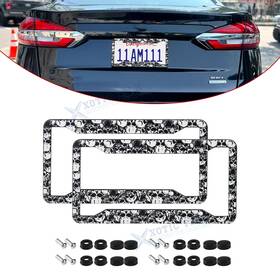 Xotic Tech #th406 2 2x Universal Fit Gothic Style Aluminum License Plate Frame Cover Decorate Gift