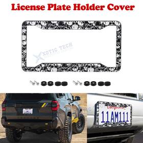 Xotic Tech #th406 License Plate Frame Tag Cover Screw Caps Gothic Goth Style Metal Bracket With Clip