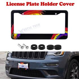 Xotic Tech #th410 License Plate Frame Tag Cover Screws Caps Rainbow Metal Bracket With Inner Clip