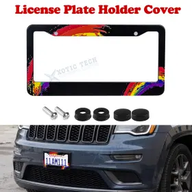 Th410 Xotic Tech #th410 License Plate Frame Tag Cover Screws Caps Rainbow Metal Bracket With Inner Clip