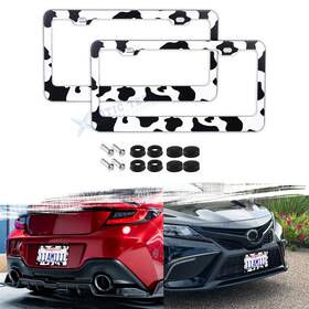 Xotic Tech #th413 2 2x Universal Fit Cow Animal Aluminum License Plate Frame Cover Decorate Gift