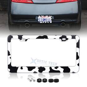 Xotic Tech #th413 Cows Universal License Plate Frame Stainless Steels Rust Rattle Weather Proof
