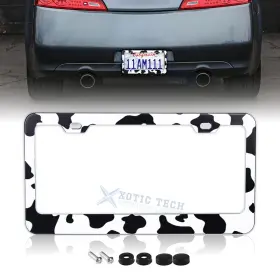 Th413 Xotic Tech #th413 Cows Universal License Plate Frame Stainless Steels Rust Rattle Weather Proof