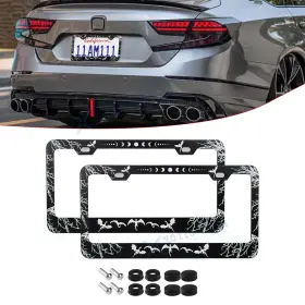 Th414 Xotic Tech #th414 2 2x Universal Dragon Lightning Aluminum License Plate Frame Cover Decorate Gift