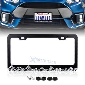 Xotic Tech #th415 Mountain Universal License Plate Frame Stainless Steel Rust Rattle Weather Proof