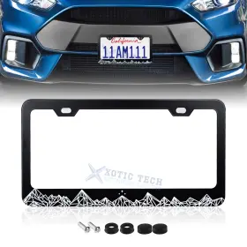 Th415 Xotic Tech #th415 Mountain Universal License Plate Frame Stainless Steel Rust Rattle Weather Proof