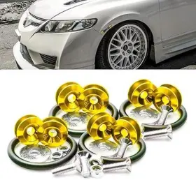 Th64gd Xotic Tech #th64gd 2 Jdm Quick Release Fasteners For Car Bumpers Trunk Fender Hatch Lids Gold 8pcs