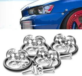Th64s Xotic Tech #th64s 2 Jdm Quick Release Fasteners For Car Bumpers Trunk Fender Hatch Lids Silver 8pcs