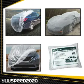 V-02cca0001awt Ylwspeed20 1pc Universal Disposable Plastic Clear Temporary Car Cover Rain Dust Garage