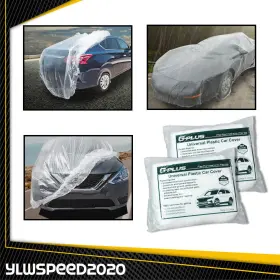V-02cca0001awt2 Ylwspeed20 2pack Universal Disposable Plastic Clear Temporary Car Cover Rain Dust Garage
