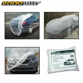 Y-02cca0001a Ylwspeed2000 1 Pack Universal Rain Dust Garage Clear Plastic Disposable Car Cover Temporary