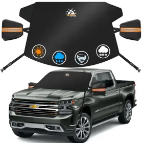 Csic-76l-blk Zettum Car Windshield With Tow Mirror Cover - 600d For Ice And Snow