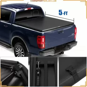 10789432 Zonemotive Soft Tri-fold Tonneau Cover For 2017-2018 Toyota Tacoma 5ft Truck Black Bed