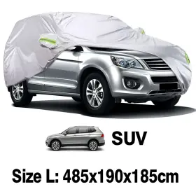 Hy003566-l Ztt Silver Car Cover Outdoor Breathable Waterproof Sun Rain Dust Protector For Suv