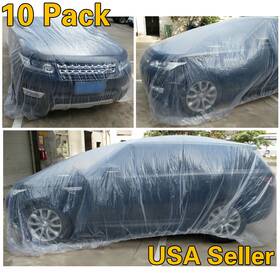 Zxmoto Cp-bhz0001 10 10 Pack Clear Plastic Disposable Car Cover Temporary Universal Garage Rain Dust