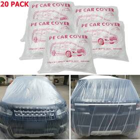 Zxmt 365689 20 Pack Clear Plastic Temporary Universal Disposable Car Cover Rain Dust Garage