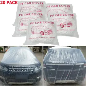 365689 Zxmt 20 Pack Clear Plastic Temporary Universal Disposable Car Cover Rain Dust Garage