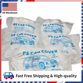 Bf-cp-bhz0001 Zxmt 5 Pack Clear Plastic Disposable Car Cover Temporary Universal Garage Rain Dust