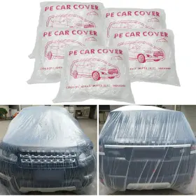 Bm-cp-bhz0001 Zxmt 5 Pack Clear Plastic Car Cover Temporary Universal Disposable Rain Dust Garage