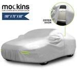 Mockins 190" X 75" 60" 190T Silver Polyester Car Cover, Zipper Door Waterproof New. Price: $25.99.