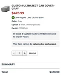 New For Toyota Land Cruiser 08-21 Covercraft Brand Ultratect Car. Price: $299.99.
