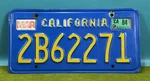 California License Plate #2B62271 March 84 Blue Yellow (1) Used. Price: $35.00.