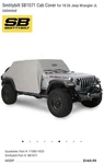 Smittybilt 1071 Cab Cover With Door Flaps Gray For 2018-2025 Jeep Wrangler Jl New. Price: $95.00.