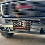 Orange Vintage American Flag Automotive Front License Plate W/screws Universal New. Price: $11.95.
