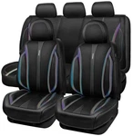 Nappa Leather Car Seat Covers, Durable Full Set Black Chameleon Iridescent New. Price: $233.15.