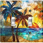Metal Light Switch Outlet Cover Wall Plate Palm Trees Beach Sunset OCN158 New. Price: $22.49.