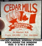 Cedar Mills International Speedway-vintage Original Window Decal Sticker-racing Used. Price: $9.40.