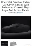 20-25 Chevrolet Corvette C8 Indoor Car Cover 84865967 With Access Panels Oem Used. Price: $249.00.