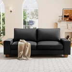 Chic Black Faux Leather Loveseat Sofa With Removable Cover - Compact Design New. Price: $766.99.